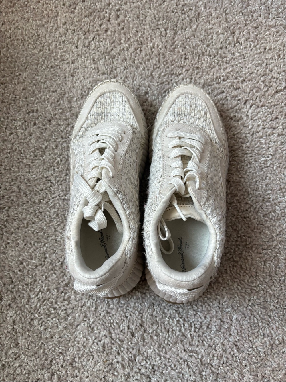 Universal Thread Cream Knit Lace-Up Sneakers